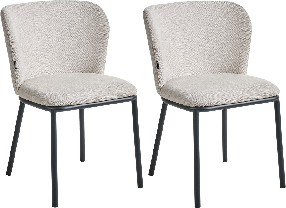 ARTESIA - Eetkamerstoel set van 2 - Lichtbeige - Polyester