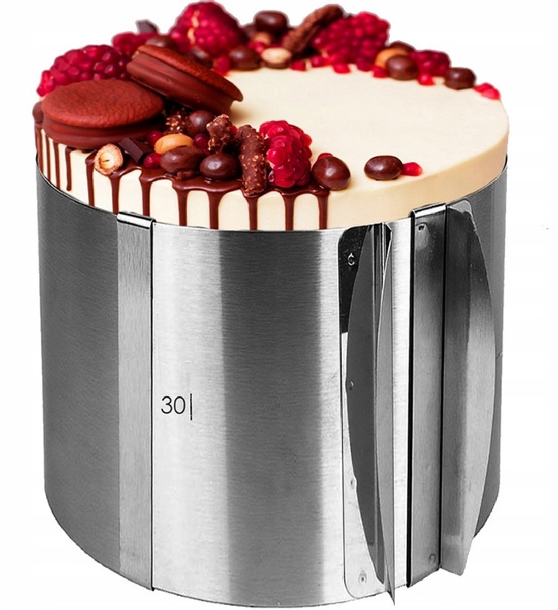 Verstelbare Taartring 20cm Hoog, 16-30cm Diameter - Roestvrij Staal