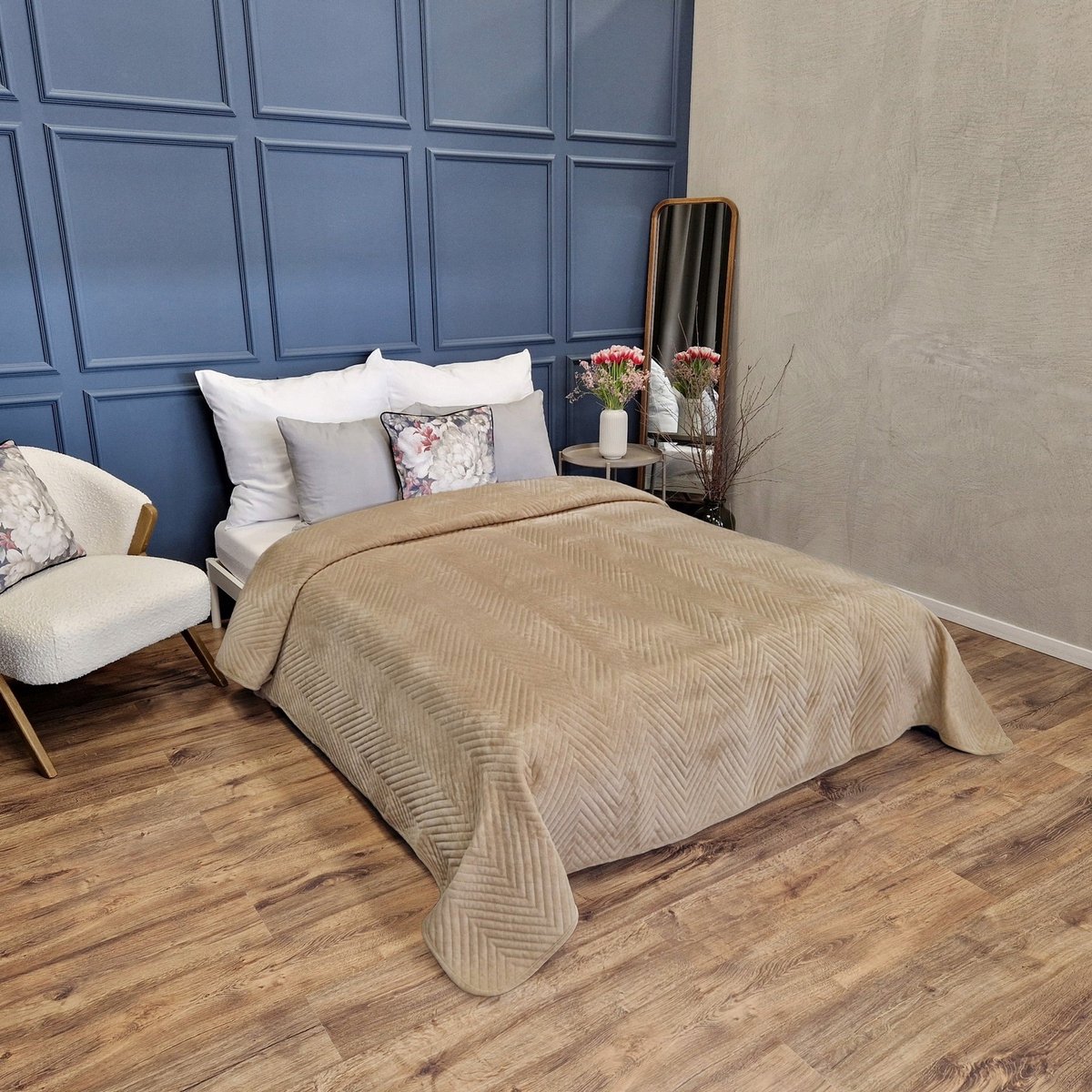 Luxe Velours Sprei 200x220cm - Stijlvol Donkerbeige