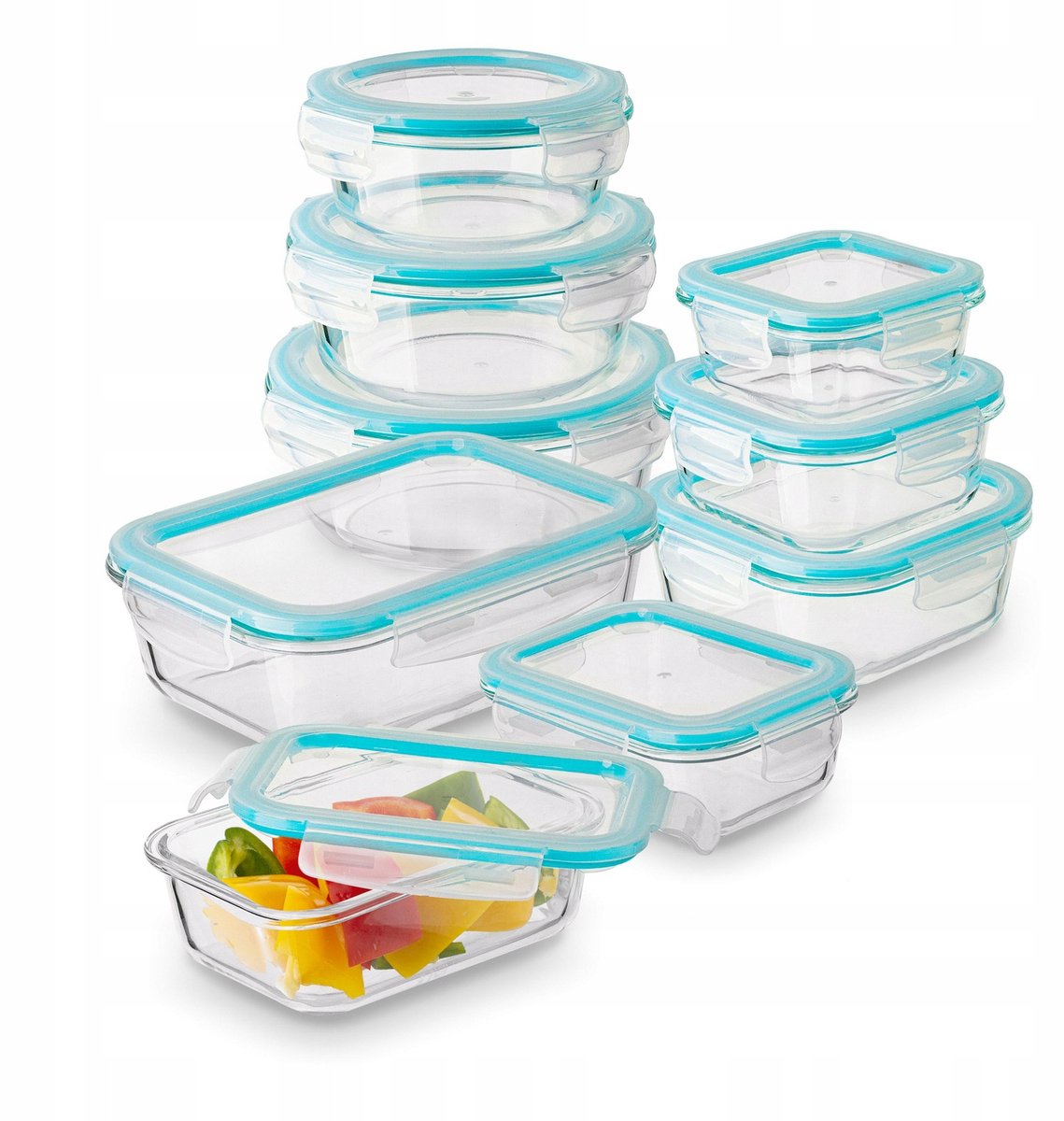 Konigoffer Largo 9-delige Glazen Voedselcontainers Set