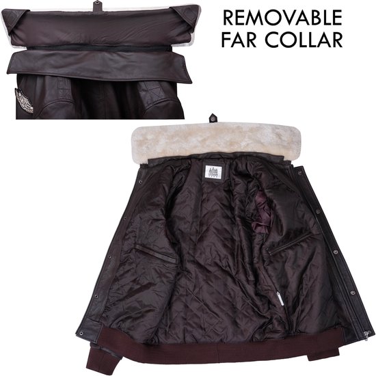 Veste Pilot en cuir d'agneau véritable marron Urban 5884 -2XL