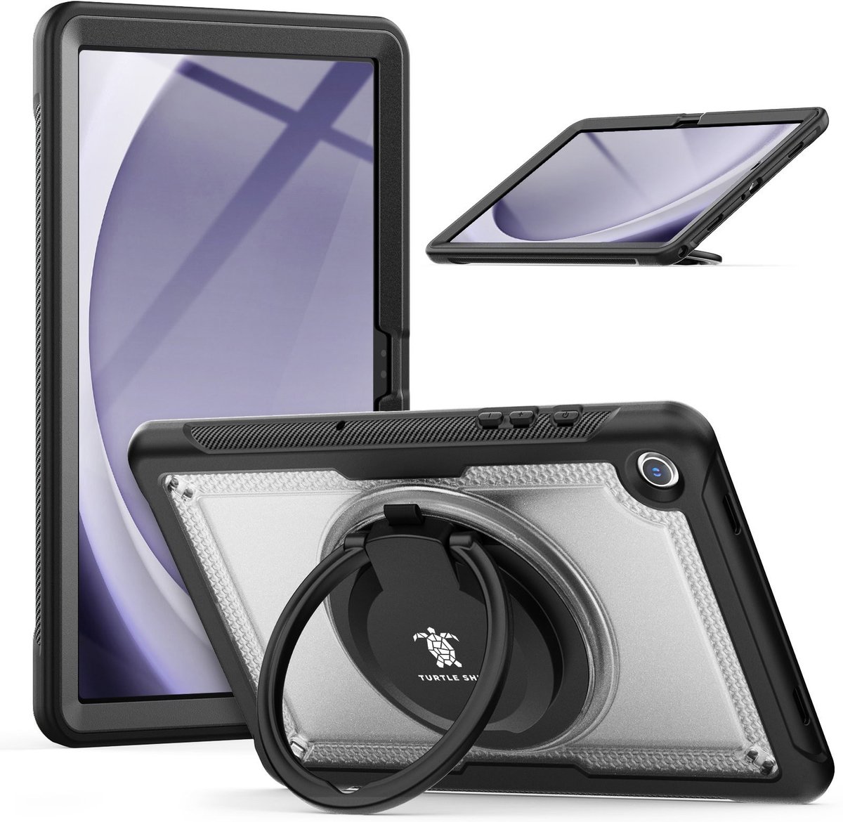Turtle Shift Hoes - Geschikt voor Samsung Galaxy Tab A11 Plus en Tab A9 Plus - Hoes met screen protector - Uitklapbare standaard - Transparant