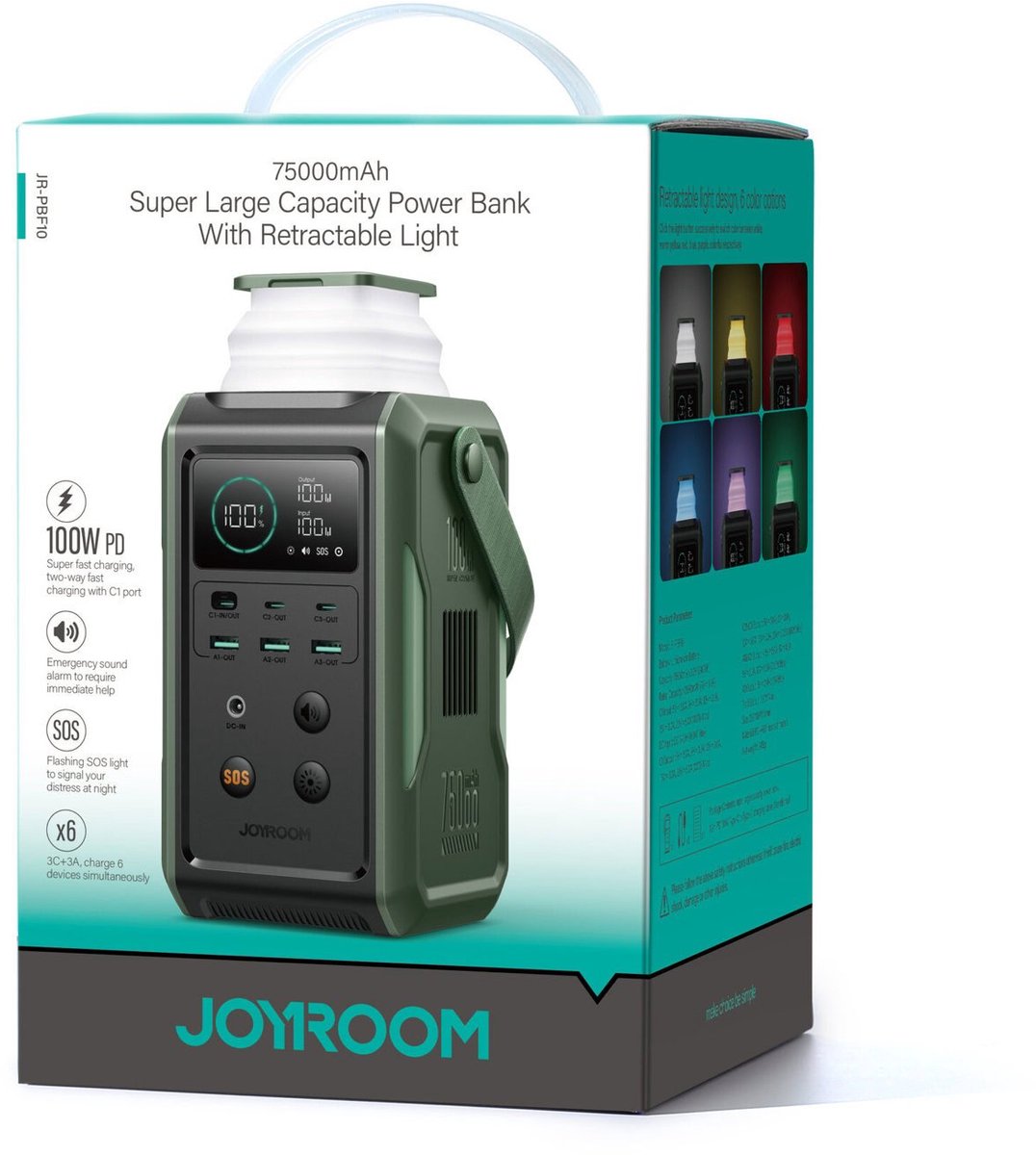 Joyroom 100W XXL Power Bank met uitklapbare Licht voor - afbeelding 2