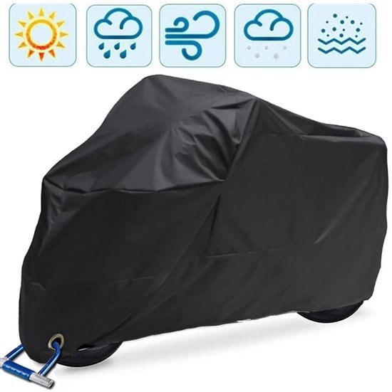 EXCITAT Motorhoes - Waterdicht en UV-bestendig - Winter Buiten Motorhoes - Geschikt voor Scooters en Bromfietsen - 245 cm x 105 cm x 125 cm - Zwart
