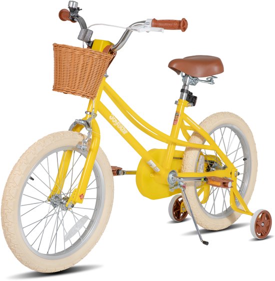 Joystar Fantasy Kinderfiets voor Meisjes - 18 Inch - Mand - Zijwieltjes - Bel - Handrem - Geel van JOYSTAR — afbeelding 3