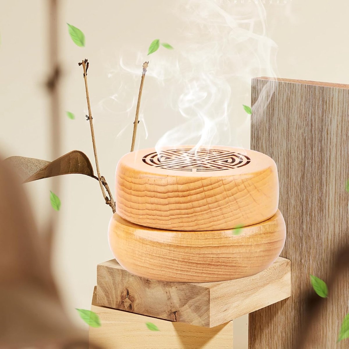 2 Stuks Aromatherapie Diffuser - Houten Diffuser - Essentiële Olie Diffuser - Hout - Aromatherapie Anti-Muggen Aromatherapie Olie Diffuser - Kamergeur - Huismeubilair - Vluchtig - Geur Diffuser - 7 x 7 x 4 cm - Natuurlijke Houtkleur — cadeau in Wonen & Interieur - foto 4
