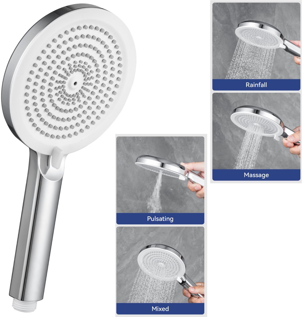 Auralum max Douchekop - Douchekop - Regendouche - Wellness - 4 Sproeistanden - Hoge Druk - Betere Huid - Handdouche - Luxe Moderne Handdouche - Chroom
