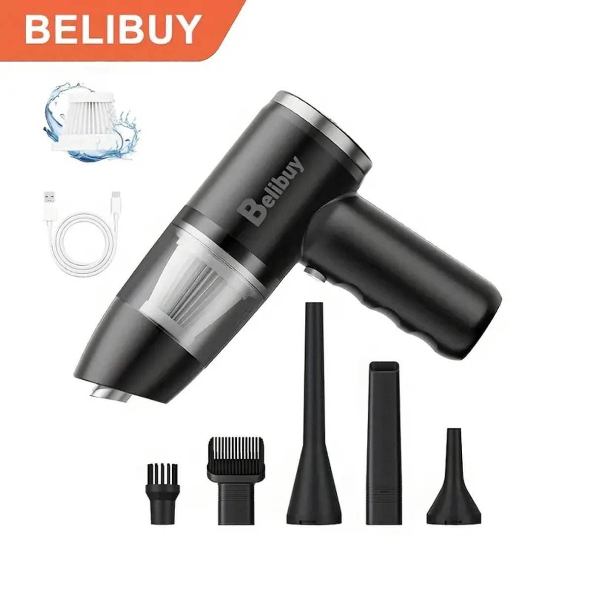 BeliBuy - Draadloze mini-autostofzuiger met meerdere - afbeelding 3