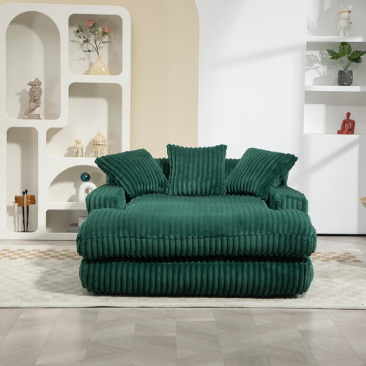 Bladez Cord-slaapbank Cloud Couch - Modern eenpersoons vloerbank met 3