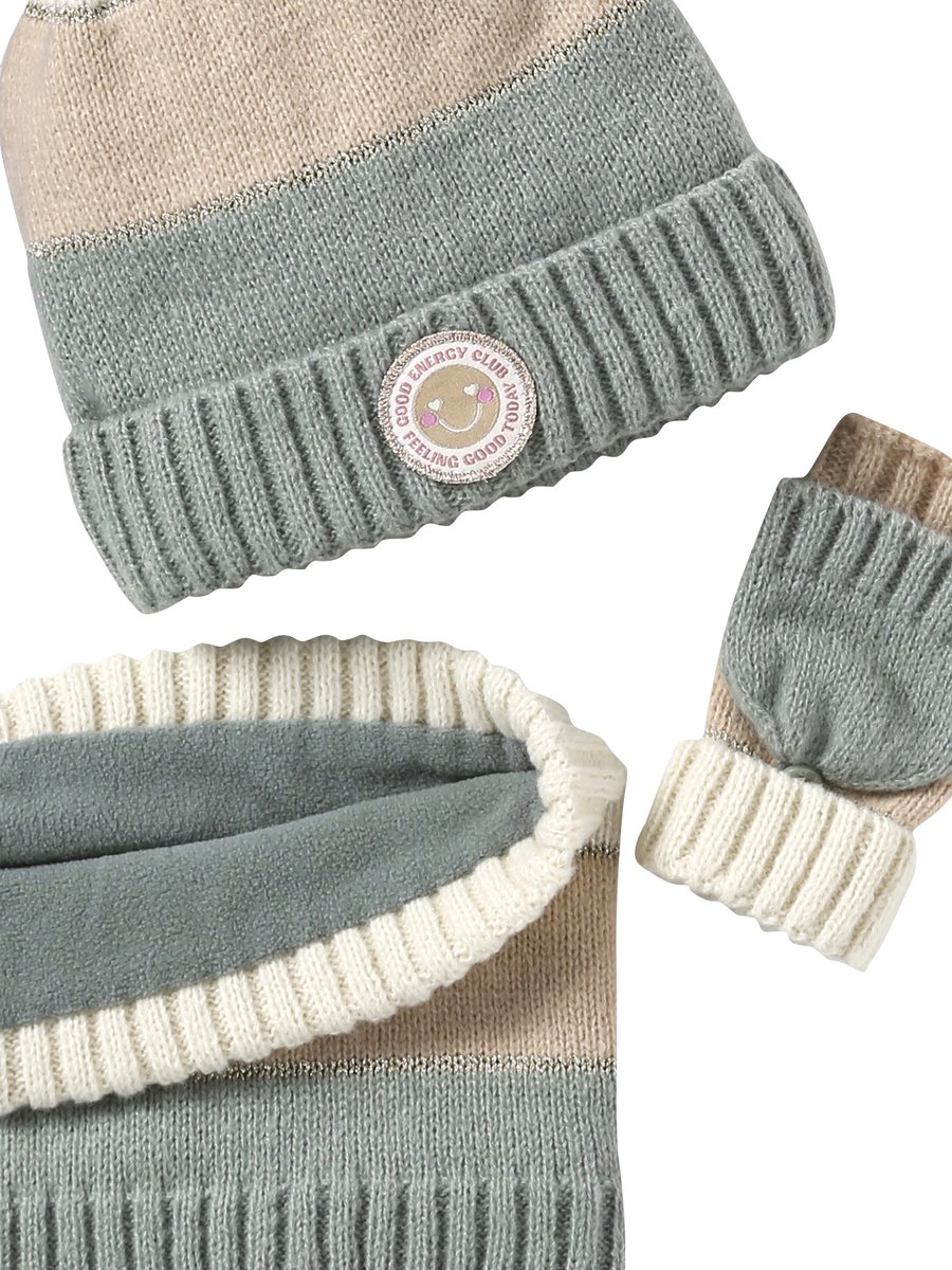 Vertbaudet Meisjesmuts + snood + wanten/handschoenen in colorblock voor meisjes