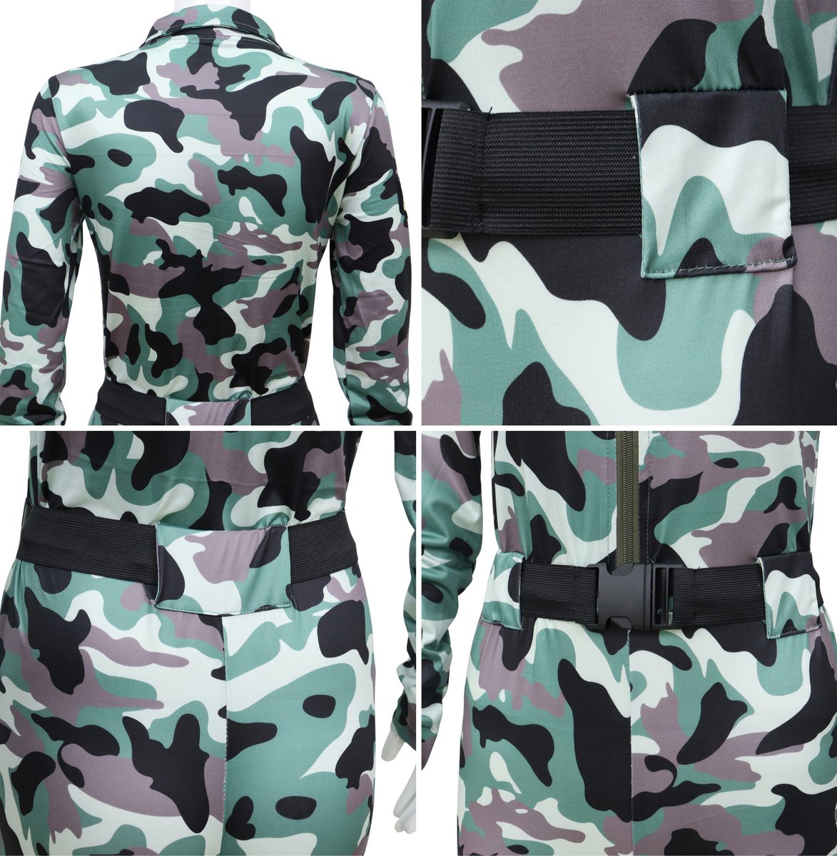 Joya Party® Leger Verkleedpak Dames Camouflage | Sexy Army Jumpsuit met Pet & Riem | Vrouwen Militair Kostuum | Camouflage Militair Verkleed Pak | Carnaval, Halloween, Themafeest | — afbeelding 3