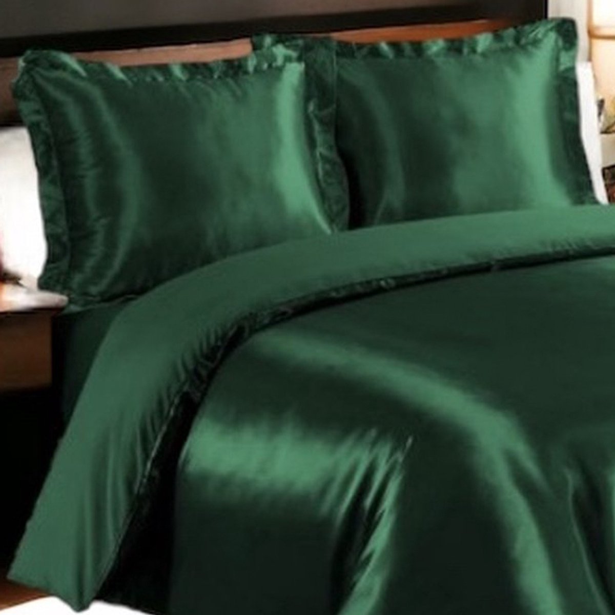 Glanzend Satijnen Dekbedovertrek Beauty Silk Groen-1-persoons (140 x 200/220 cm)