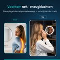Vrouw met rugpijn vergeleken met een vrouw die make-up aanbrengt met een Mirlux spiegel.
