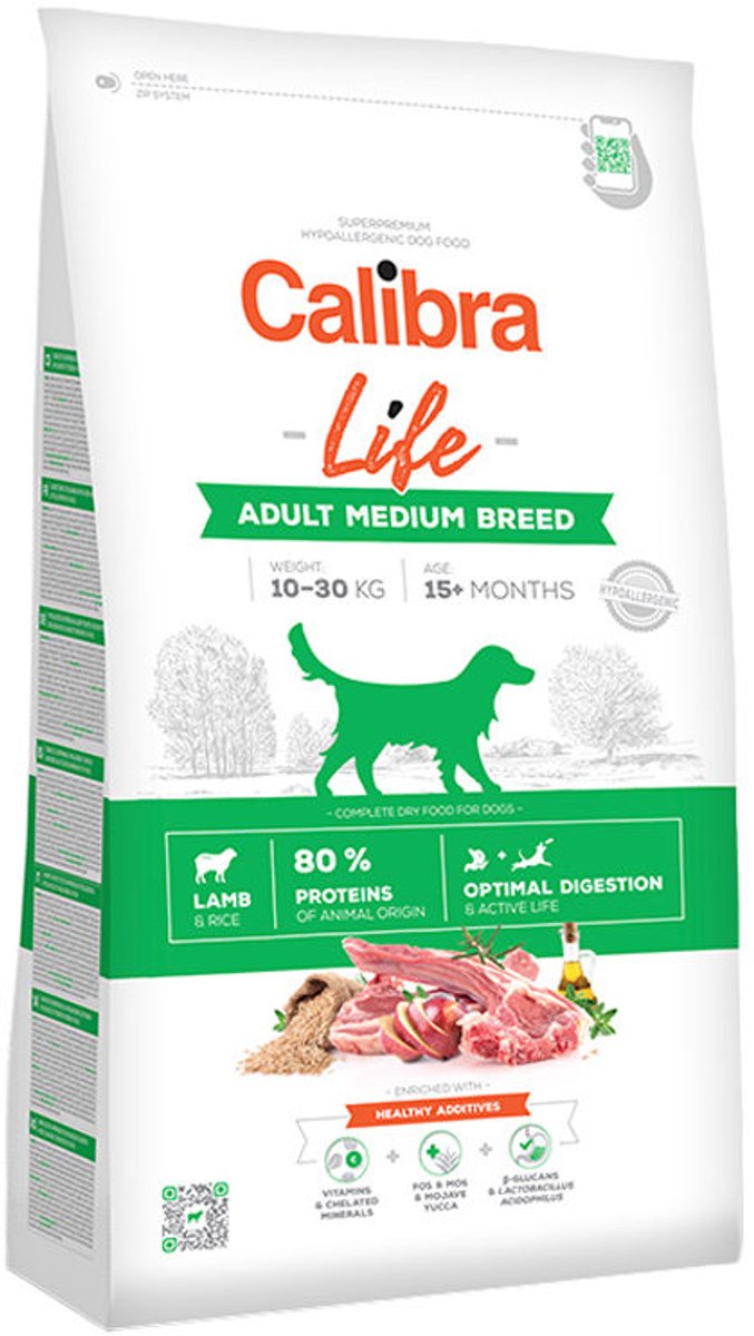 Calibra Calibra Dog Life Adult Medium Breed - Lam - 2,5 kg
