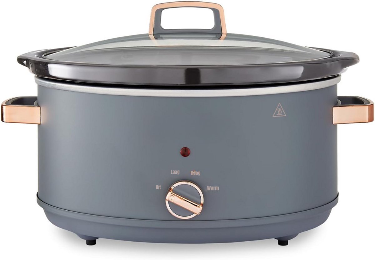 SCH® Slowcooker met timer - Slowcooker - Crockpot - Grijs - ‎30cm x 42cm x 26cm