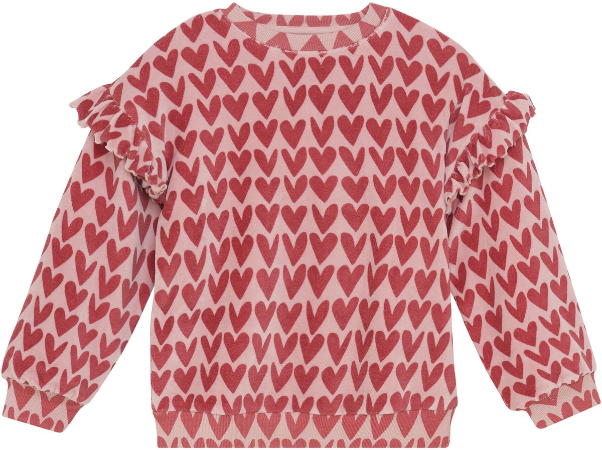 DAILY7 Sweater Heart Print Truien & Vesten Meisjes - Sweater - Hoodie - Vest- Roze - Maat 140