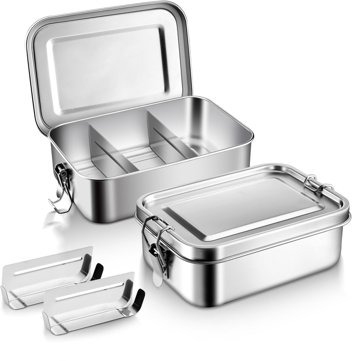 TTLUOKER®Bento Box Set 2-delig - 1400ml Lekdichte Lunchboxen voor Volwassenen & Kinderen - Geschikt voor Vriezer en Vaatwasser - Ideaal voor Kantoor, School of Picknick