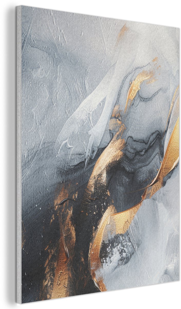 Akoestisch wandpaneel 50x70 cm - Vilt schilderij Abstract - Goud - Verf - Aesthetic - Art 