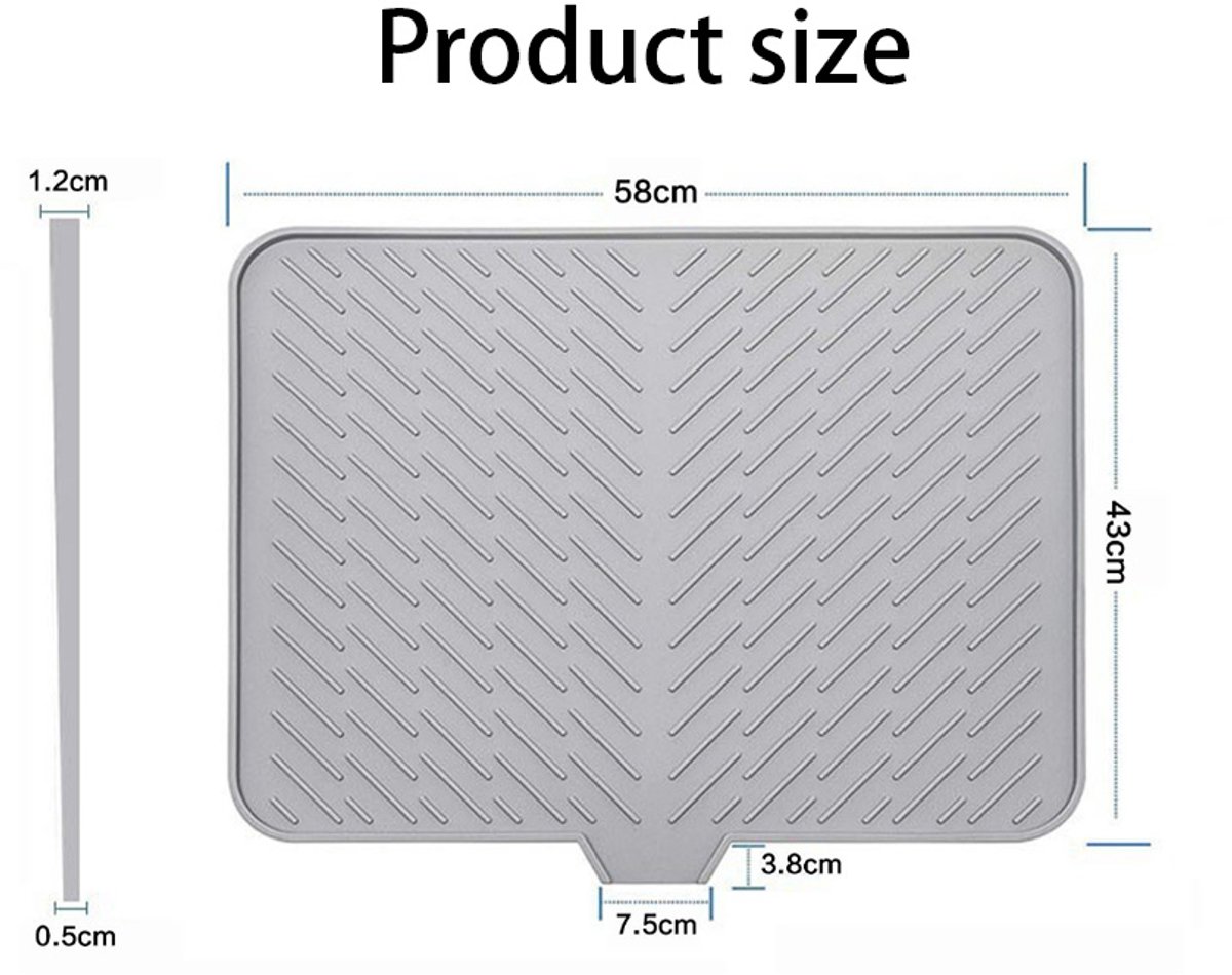Afdruipmat Servies met Afvoer, 42.5 x 31.5 Cm V-Vormige Afdruipmat