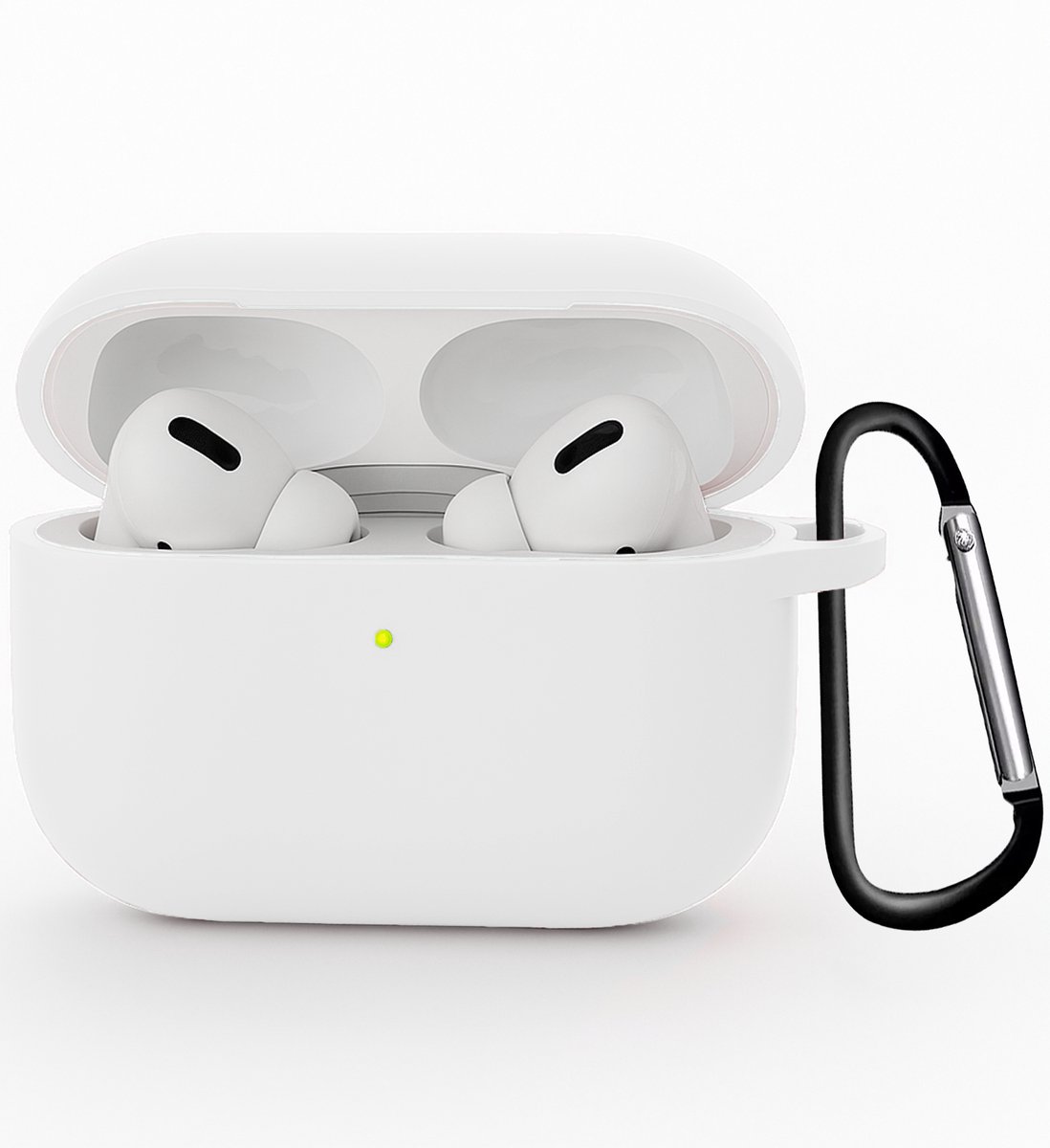 Hoesje Geschikt voor Apple Airpods Pro 3 - Siliconen Hoes met Clip - Silicone Case Cover - Wit