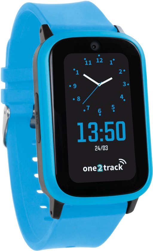 One2track Connect UP blauw | GPS horloge voor kinderen | Bekijk de locatie van je kind. Stel veilige zones in. En videobellen met de leukste smartwatch voor kinderen