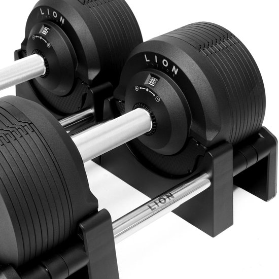 LION® BLACKVALOR™ V5 Verstelbare Dumbbells – Set van 2 | 4 t/m 32,5 kg | Compact & Premium Gewichten