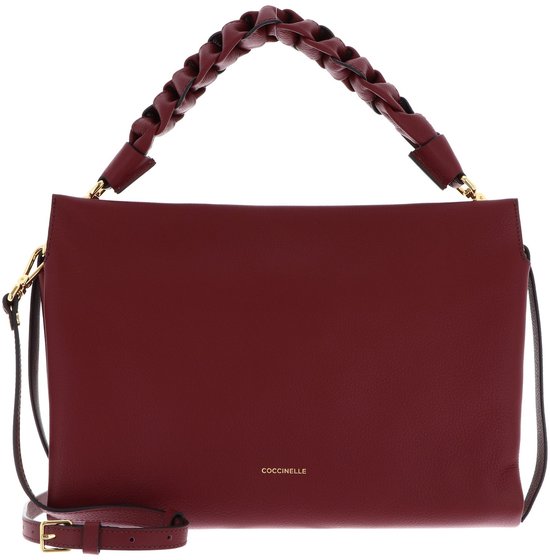 COCCINELLE Cuir sac à main sac à épaule bandoulière Boheme Grana Double Hand Bag Ribes / Prune framboise