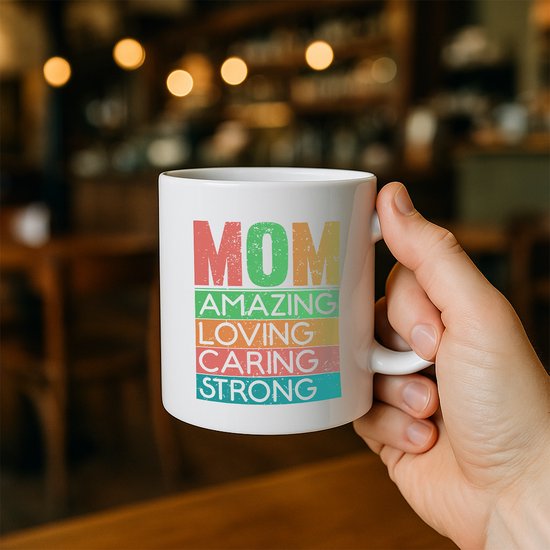 Tasse « Maman Awesome Sweet Caring Strong » 330 ml – Cadeau inspirant pour les mères, tasse à café pour Maman