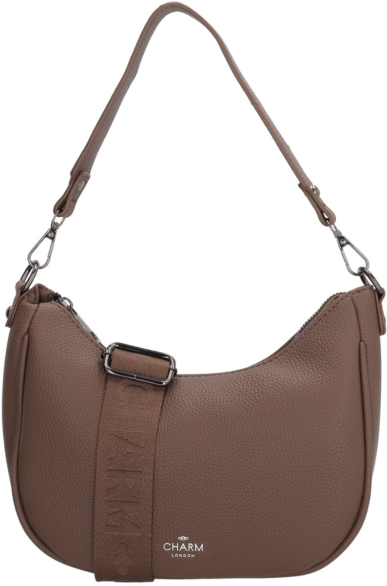Charm London Montmartre Schoudertas - Kort & Lang hengsel - Trendy Banana Bag - Mokka