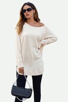 Oversized gebreide trui-top in ecru