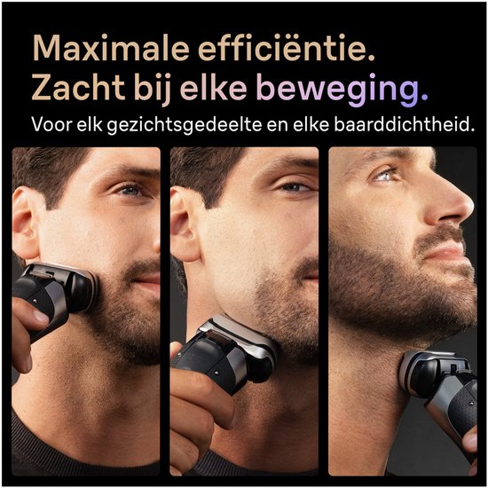 Homme se rasant le visage avec le rasoir Braun Series 9 PRO+ sur la joue, la mâchoire et le cou.