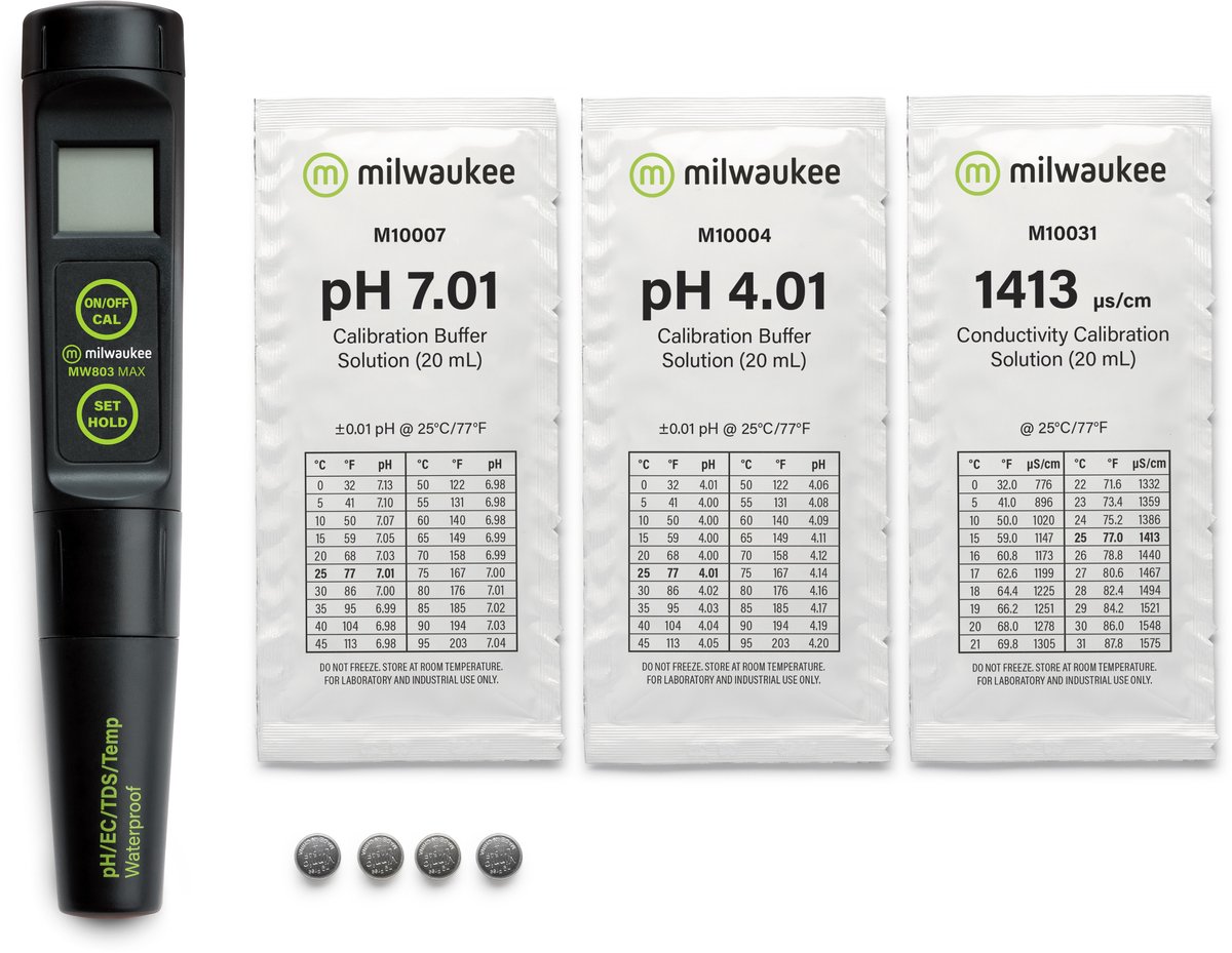 Milwaukee MW803 MAX Waterdichte 4-in-1 pH/EC/TDS/Temp Tester met vervangbare elektrode