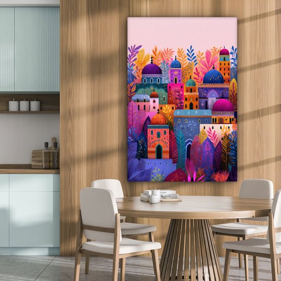 Tableau sur toile 80x120 cm - Décoration murale exclusive - Paradis coloré - Vivant - Islamique - Décoration murale pour salon - Décoration de chambre - Accessoires de chambre - Peintures sur toile