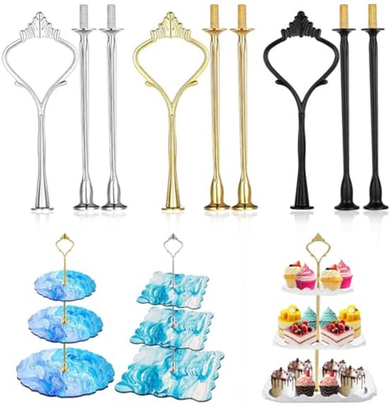 Ltsbaed Etageren Stangen Set aus Edelstahl,2 Sets Silber Etagere Tortenständer,für 2