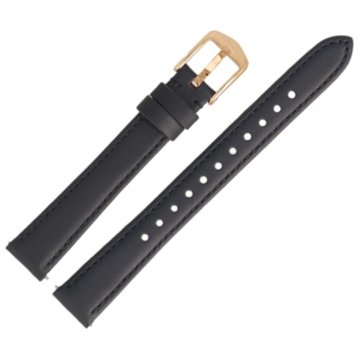 Leren horlogeband 14 mm blauw goud