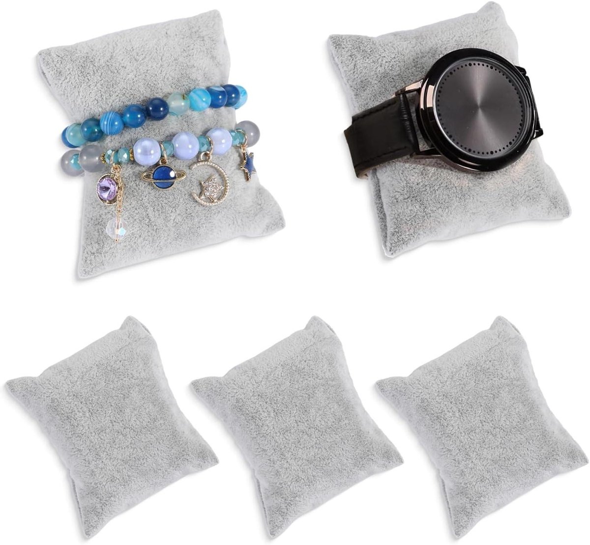 Premium - Set van 5 fluwelen armbandkussens voor horloges en sieradendisplay