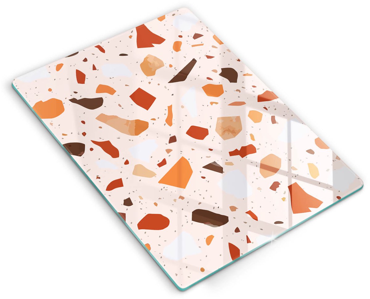 Wallfluent Spatscherm Keuken - Roze Spatwand Keuken - 40x52 cm - Decoratieve Steen Spatscherm Glas - Abstractie Rechthoekig Spatscherm Keuken