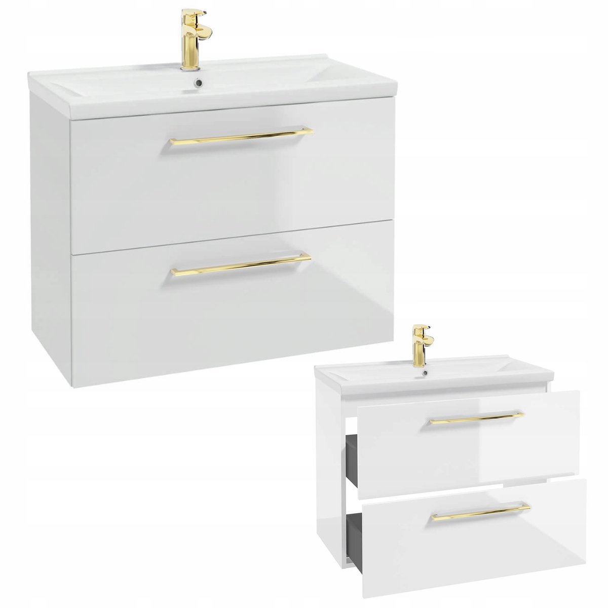 STAMAR - Badkamerkast 80cm met Wandcloset + Wastafel - Badkamermeubel - Wit