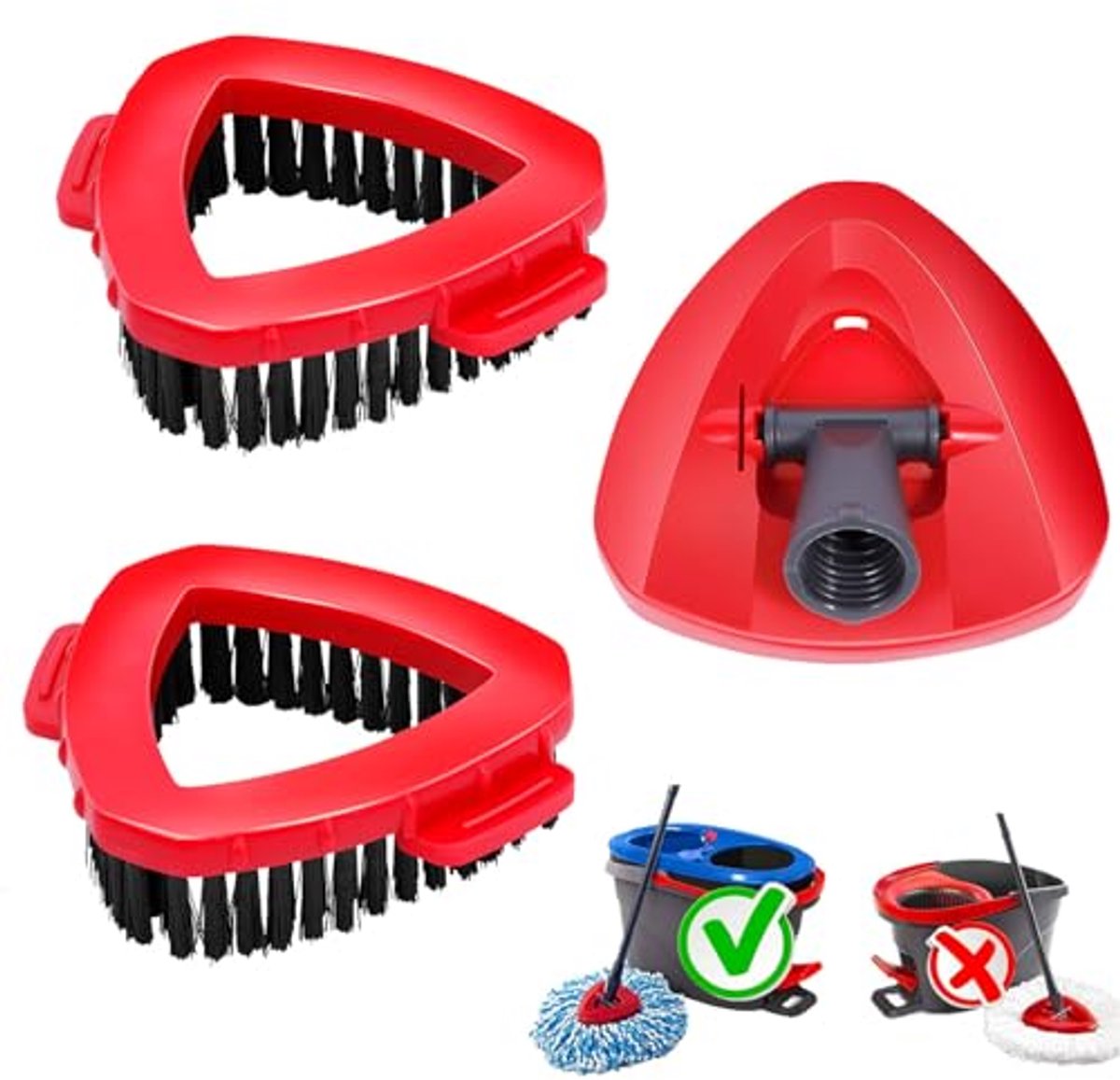 2 Schrobborstels en Spin Mopkop Reservebasis - Perfect voor Badkamer en Keuken Reiniging