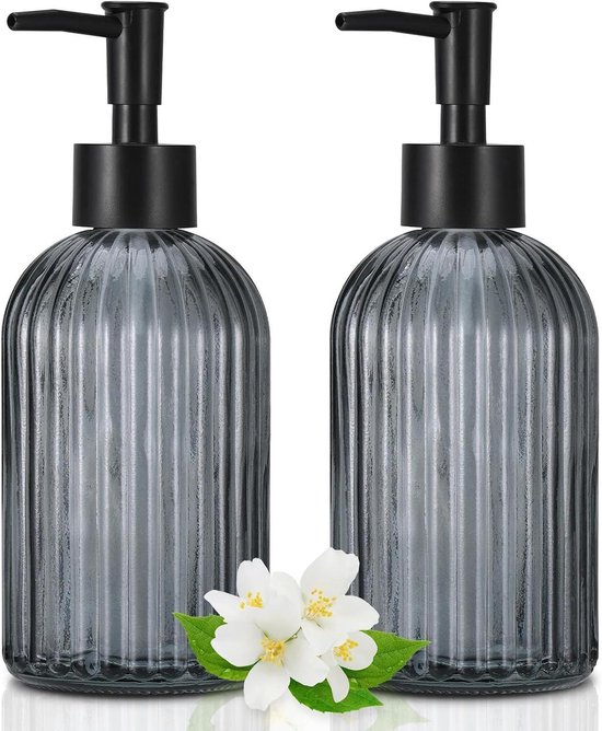 2 stuks glazen zeepdispensers, 400 ml pompflesdispenser