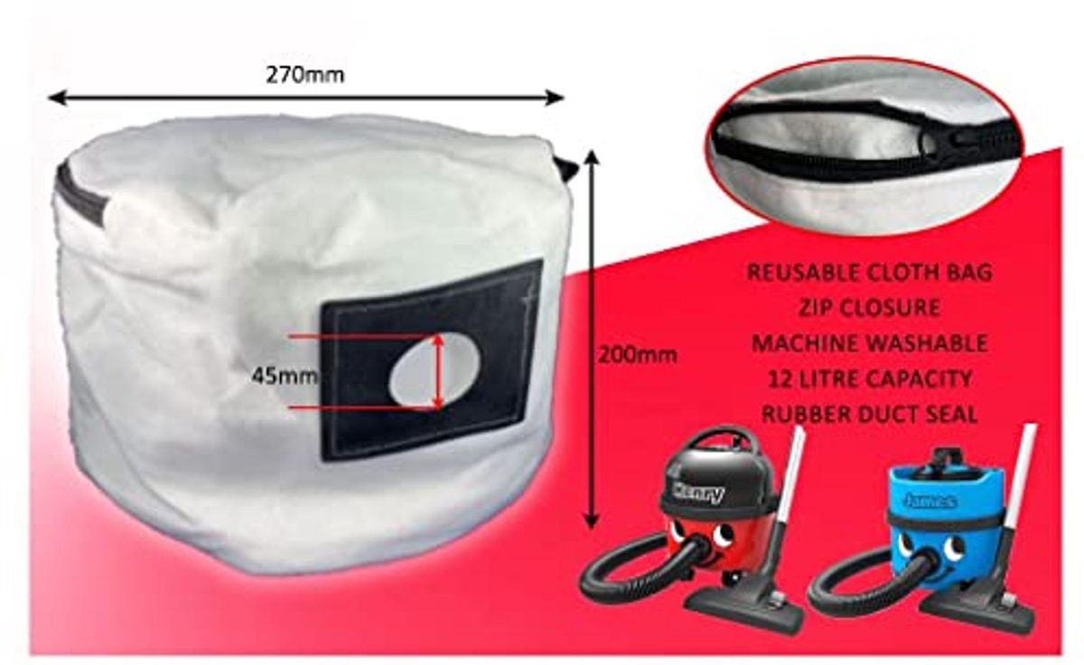 Herbruikbare Wasbare Stofzakken voor Numatic Stofzuigers - Set van 3