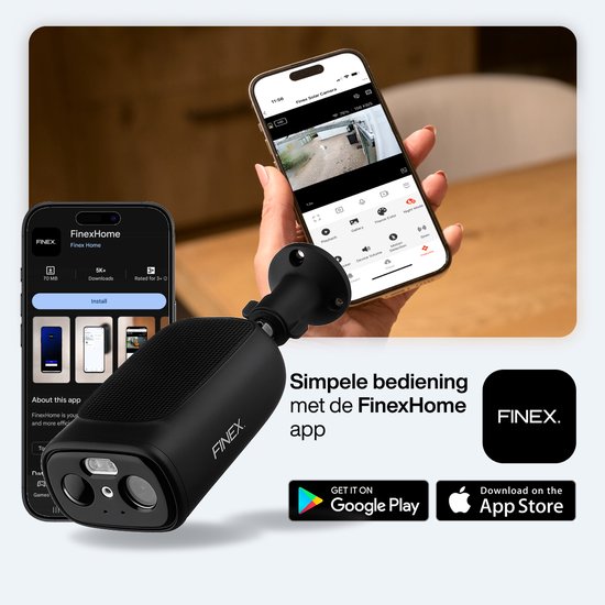 Finex Draadloze Beveiligingscamera Black Edition - Inclusief SD-kaart (64GB) - Solar Camera - Buiten camera met zonnepaneel - Bewakingscamera voor buiten - Beveiligingscamera buiten - 2K Ultra HD - Met wifi en app van Merkloos — afbeelding 2