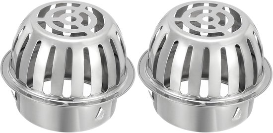 Regenpijp beschermer - 2 stuks - Dakgootbeschermer - RVS - Tegen bladeren in dakgoot - Gootbescherming - Bladvanger - Stalen Boldraadrooster - Dakgootbeschermers tegen verstopte afvoerpijpen - Zilver