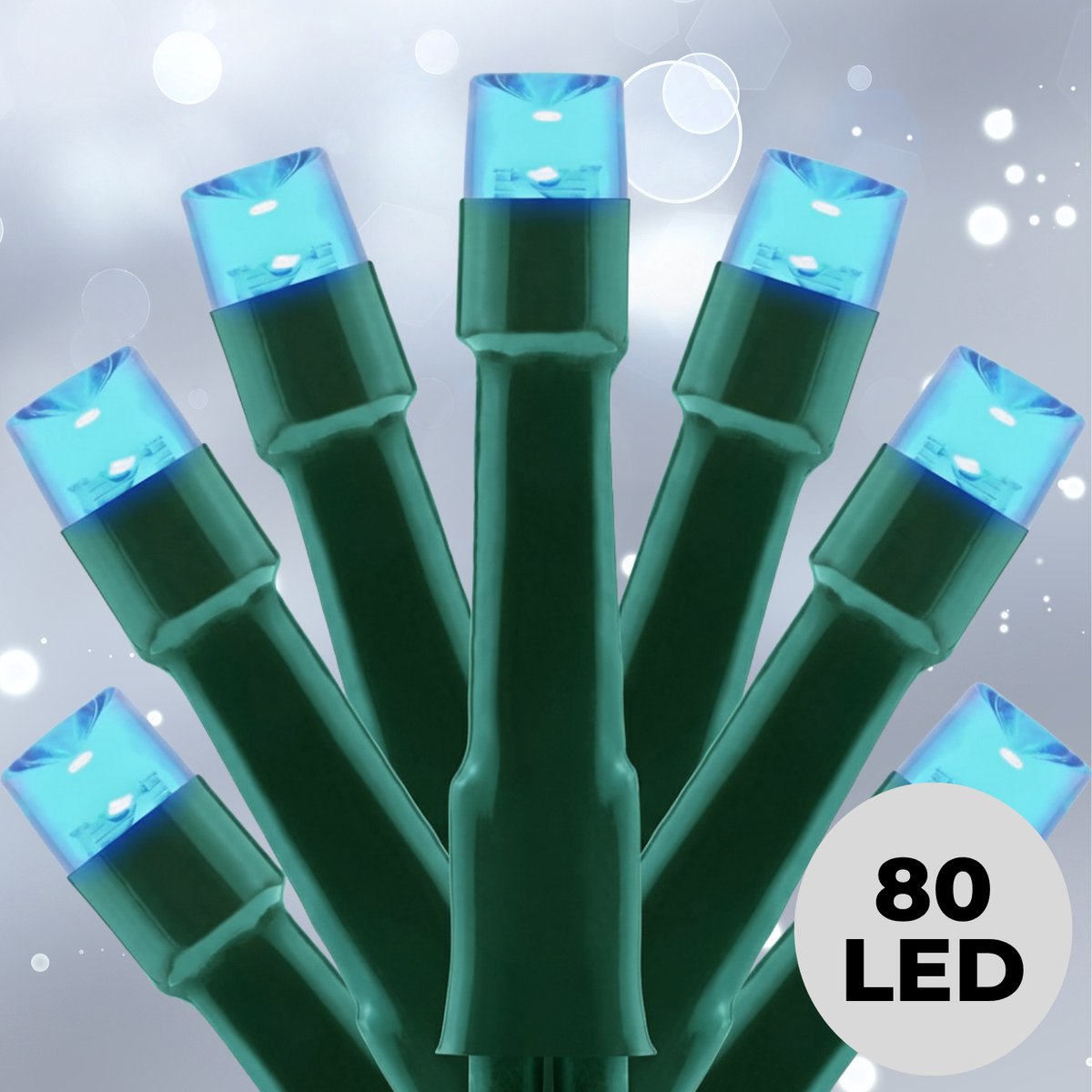 Lomera Kerstverlichting - Kerstlampjes - Kerstboomverlichting - LED Lichtsnoer - 80 LED Lampjes - 6 Meter Lang - Blauw Licht - Binnen en Buiten - Ip44 Adapter - Energiezuinig - Feestverlichting - Decoratieve Verlichting - Groene Kabel