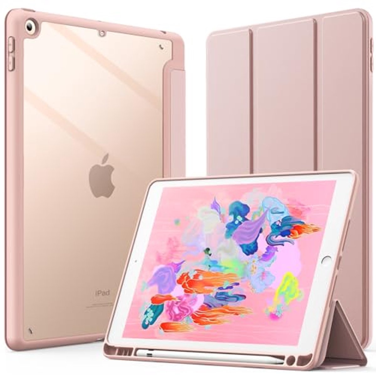 Slimme Shockproof Hoes voor iPad 9.7-inch met Pencil Houder - Transparante Achterkant