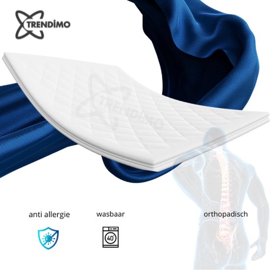 TRENDIMO Topdek Matras Topper Deluxe- Bamboe Hybrid Topper 12cm dik - 120x200 Topdekmatras Orthopedisch