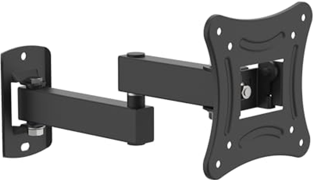 TV-muurbeugel voor 10-27 inch schermen, 360° draaibaar, kantelbaar en uitschuifbaar TV-beugel voor LED, LCD, OLED, 4K TV's, universele TV-beugel tot 15kg max. VESA 100x100mm/75x75mm