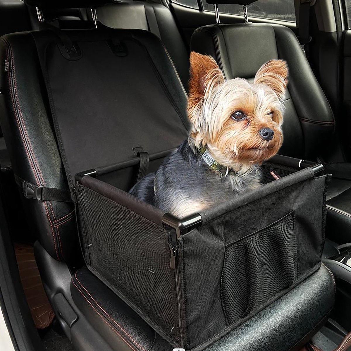 CALIYO Autostoel Hond – Hondenmand Auto – Reisbench Hond – Autobench voor hond – Hondenstoel Auto – Zwart