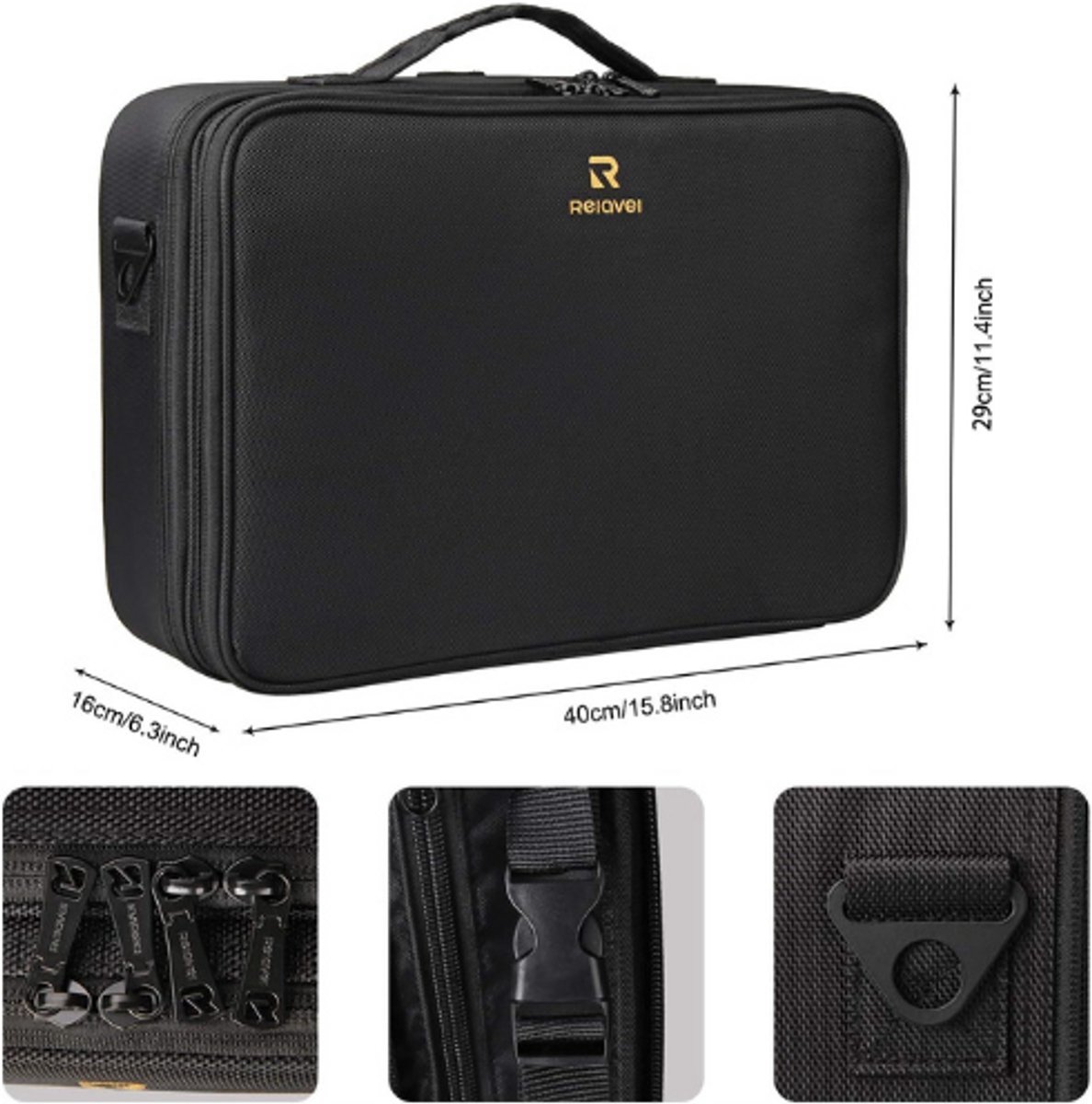 Thuys – Reis Make – Up Tas – Grote – Draagbare Nagel – En Cosmetica Opberger – Zwart – Nylon