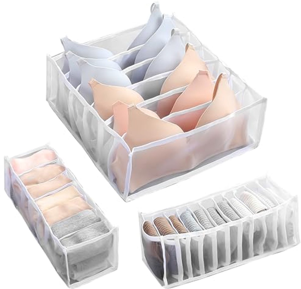 Lade-organizer voor ondergoed en sokken - 3 stuks opvouwbare kastorganizer